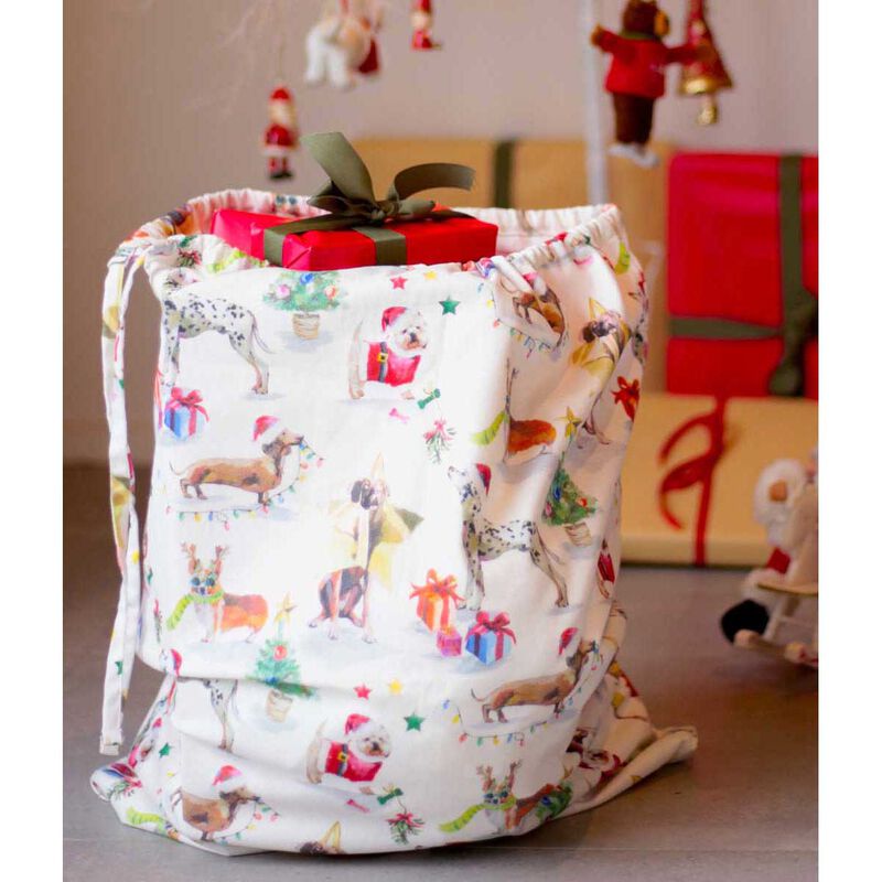 MM Linen Feliz Navidogs Santa Sack 50x60cm image number 2