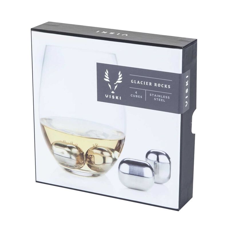 Viski Glacier Rocks Stainless Steel Wine Globes, Set of 4 image number 3