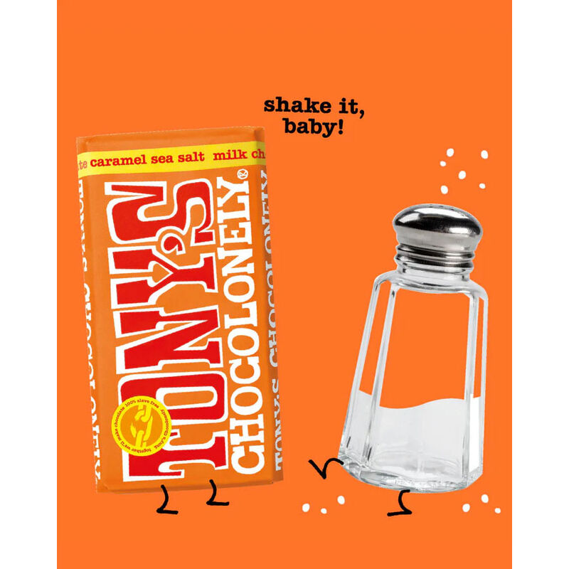 Tony's Chocolonely Milk Chocolate Caramel Sea Salt 32% 180g Bar image number 2