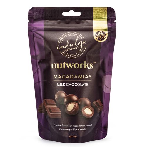 Nutworks Milk Choc Macadamias 75g