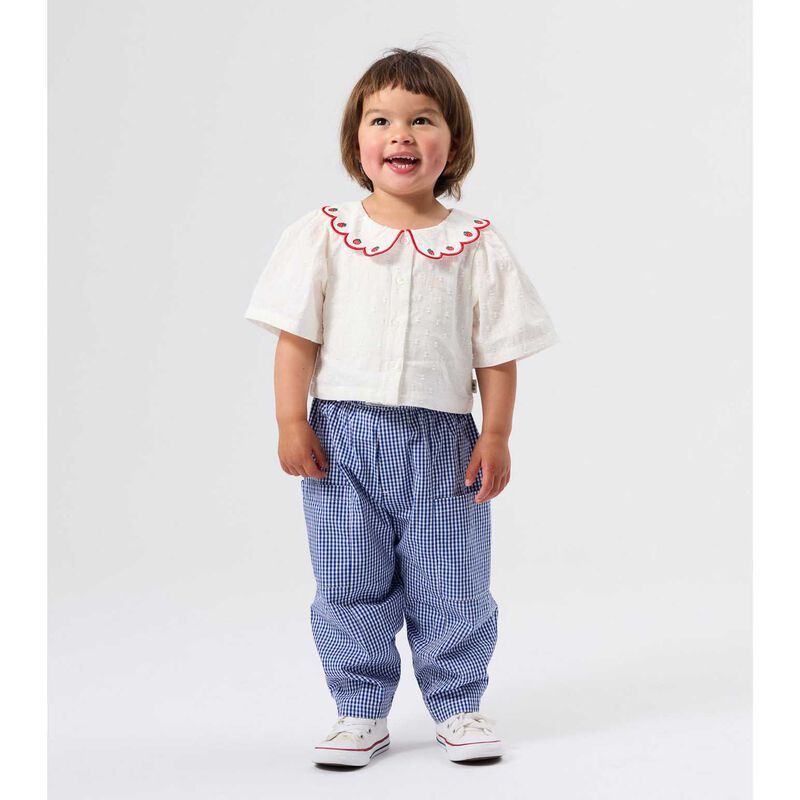 Goldie + Ace Scallop Collar Strawberry Cropped Blouse 1-2Y image number 1