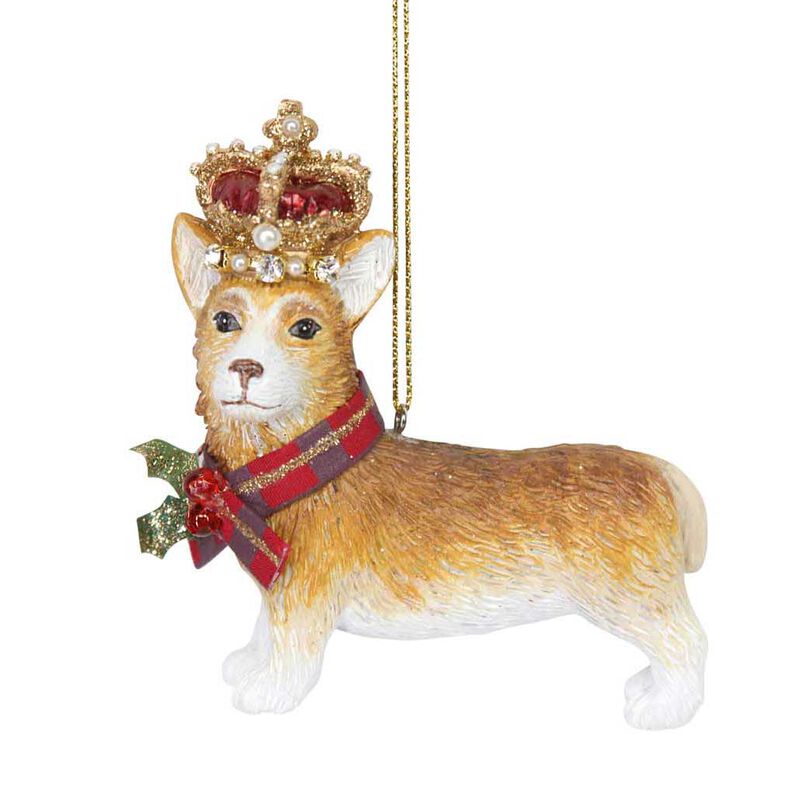 Gisela Graham Resin Corgi With Crown Decoration image number 0