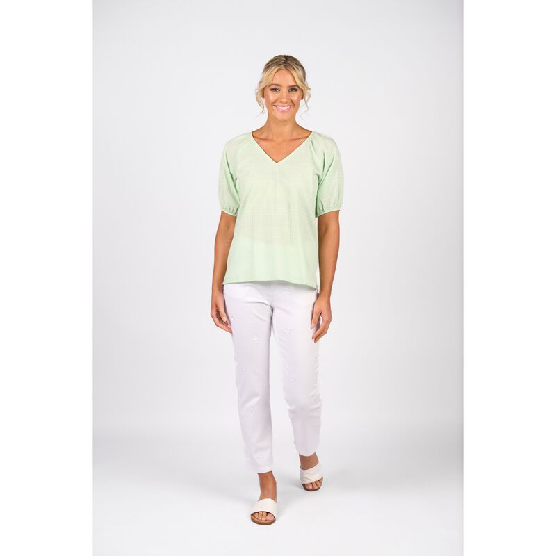 Vassalli Plain V Neck Top With Floaty Sleeve image number 3