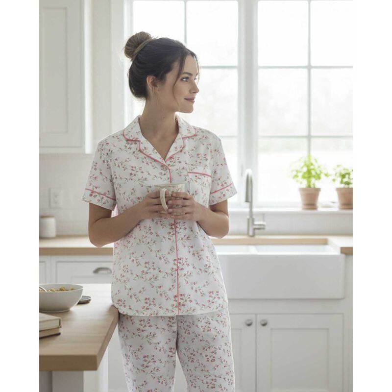 La Marquise Moonlit Tulip Cotton-Rich Jersey Short Sleeve Pyjama Set image number 5