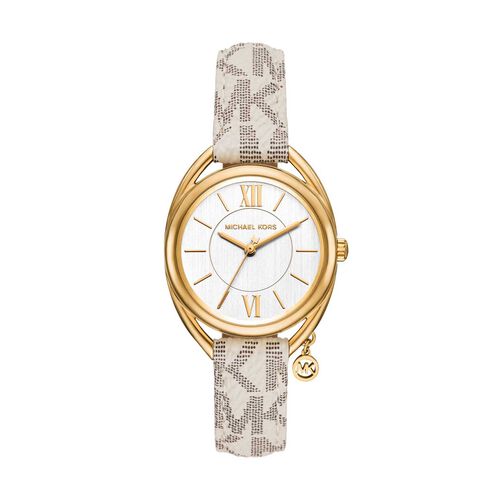 Michael Kors Leia Three-Hand White Leather Watch
