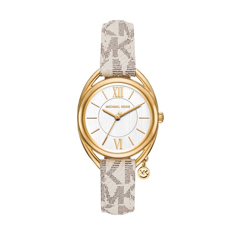Michael Kors Leia Three-Hand White Leather Watch image number 0