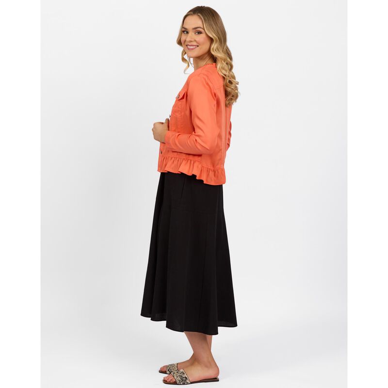 Vassalli Button Up Jacket With Frill Hem image number 10