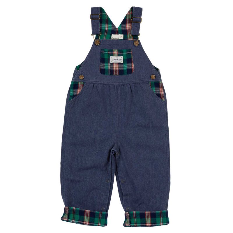 Goldie + Ace Austin Green Check Overalls 1-2Y image number 0