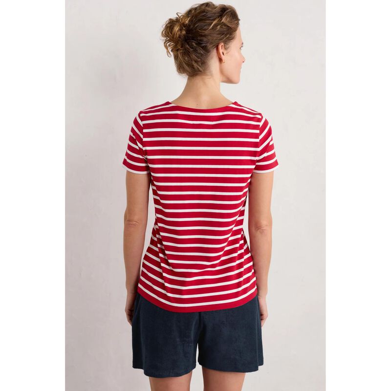 Seasalt Cornwall Sailor T-Shirt Breton Rudder Chalk image number 1