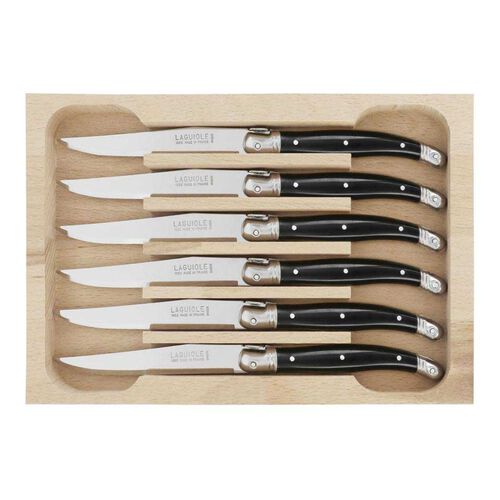 Andr&eacute; Verdier Laguiole Dessert Knife Set 6 Piece - Black