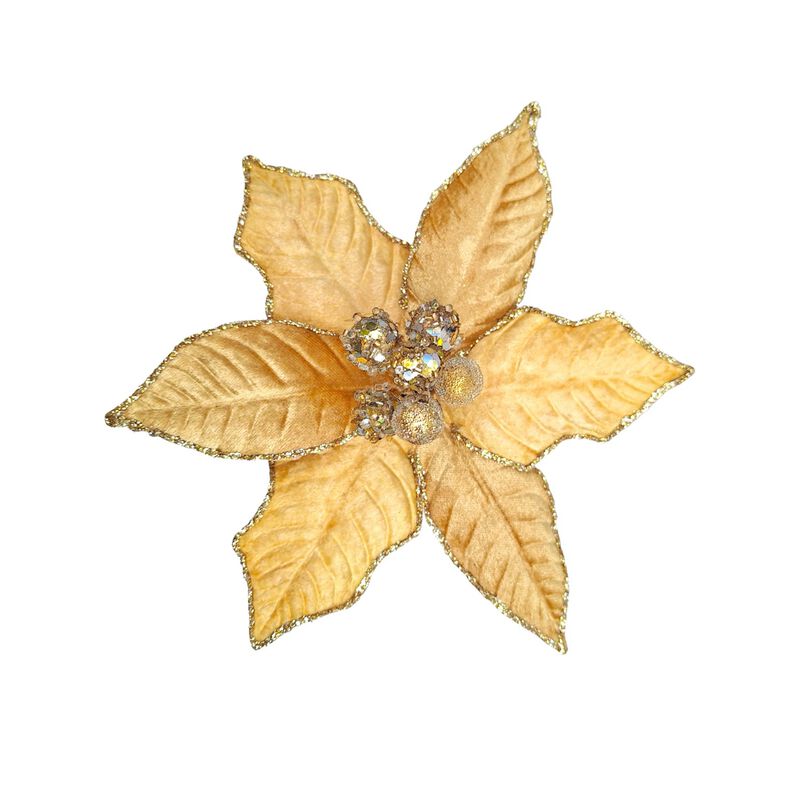 Medium Jewelled Poinsettia Gold 21cm image number 0