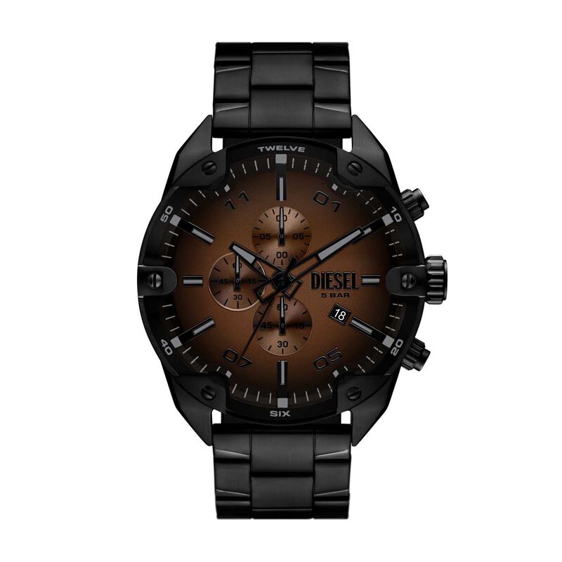 Diesel Spiked Chronograph Black Stainless Steel Watch DZ4691 image number 0