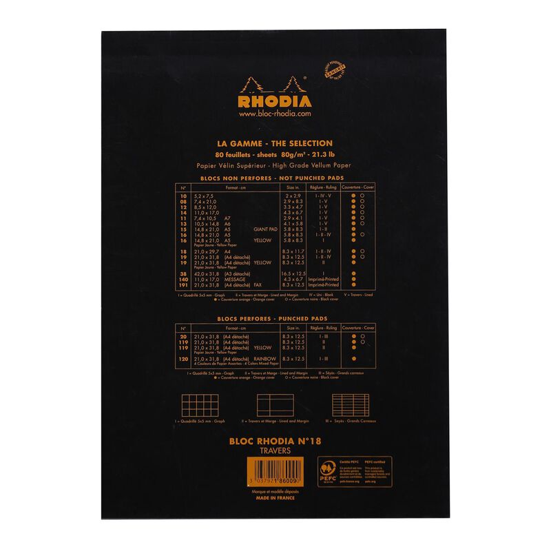 Rhodia Bloc Pad No. 18 A4 Lined Black image number 1