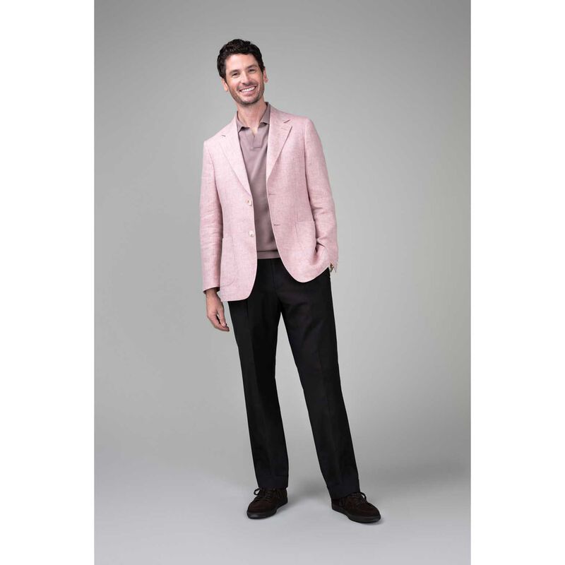 Rembrandt Malta Powder Pink Herringbone Linen Blazer image number 3