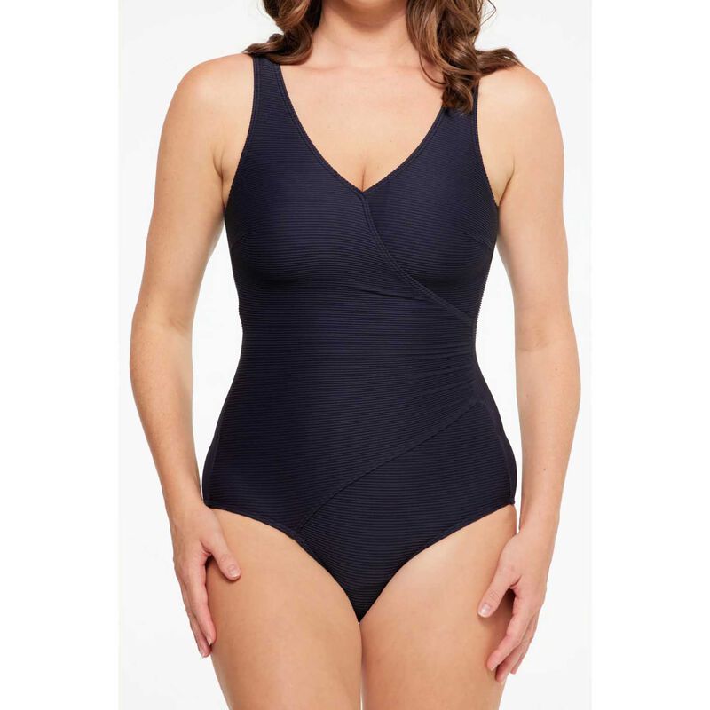 Togs Black Textured Surplice Swimsuit image number 2