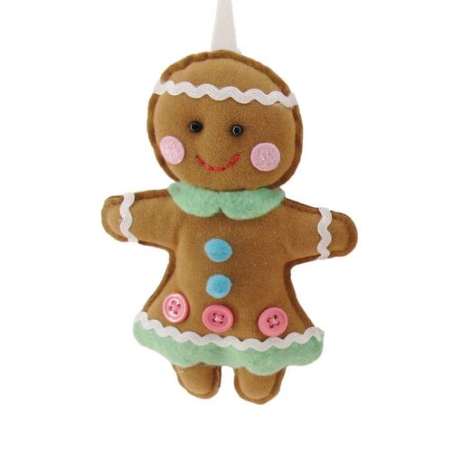Felt Gingerbread Girl With Pink Buttons 5.5 Inch