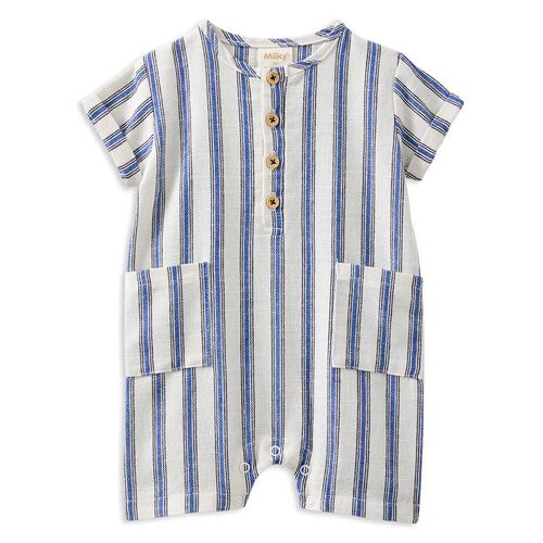 Milky Stripe Linen Romper