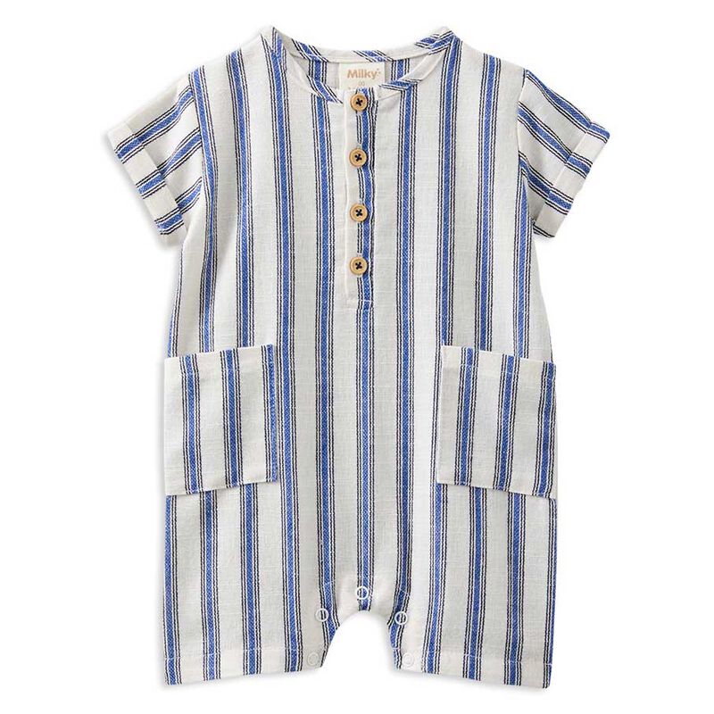 Milky Stripe Linen Romper image number 0