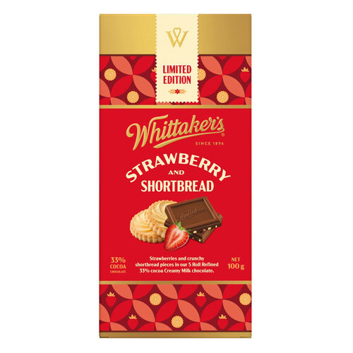 Whittaker's Strawberry Shortbread 33% Cocoa Bar 100g