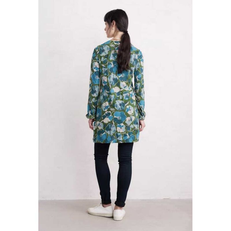 Seasalt Cornwall Peg Loom Tunic Paper Hellebores Forest Green image number 1