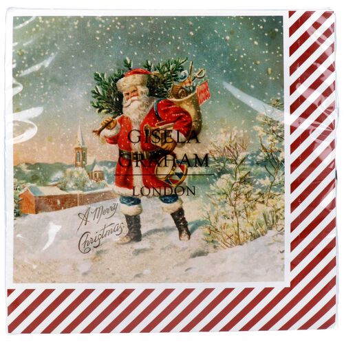 Gisela Graham Nostalgia Santa Napkins Pack Of 20