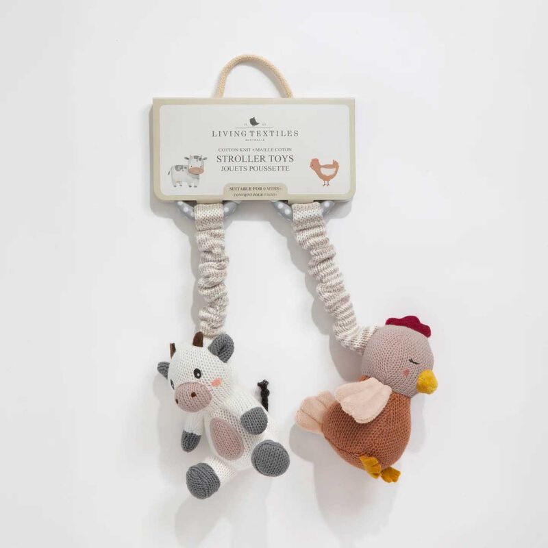 Living Textiles Stroller Toys 2 Pack - Cow & Chicken image number 3
