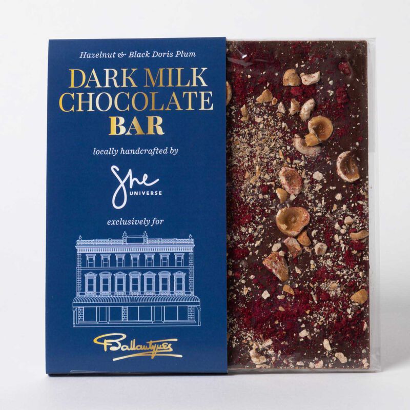 Ballantynes Dark Chocolate Hazelnut & Black Doris Plum Bar 100g image number 2