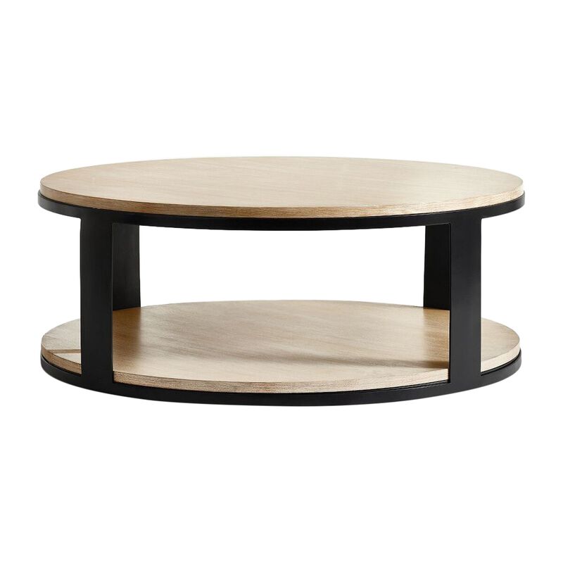 Pottery Barn Cayman Round Wood & Metal Coffee Table image number 0
