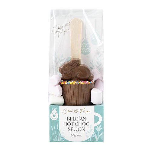 Charlotte Piper Hot Choc Milk Chocolate Bunny Spoon With Sprinkles 50g