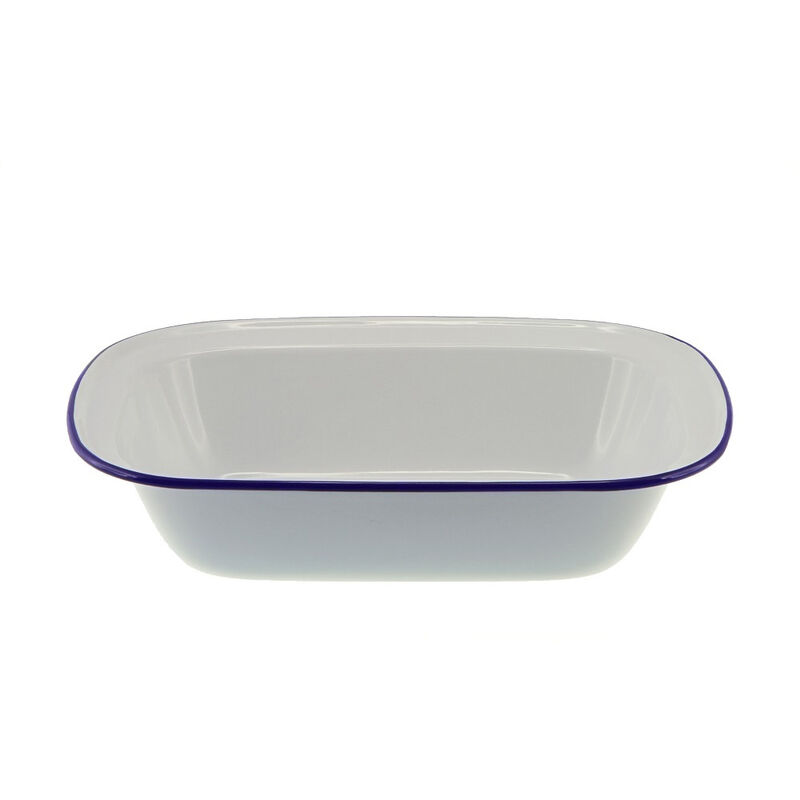 Falcon Enamelware Blue Rim Oblong Pie Dish 32x24cm image number 0