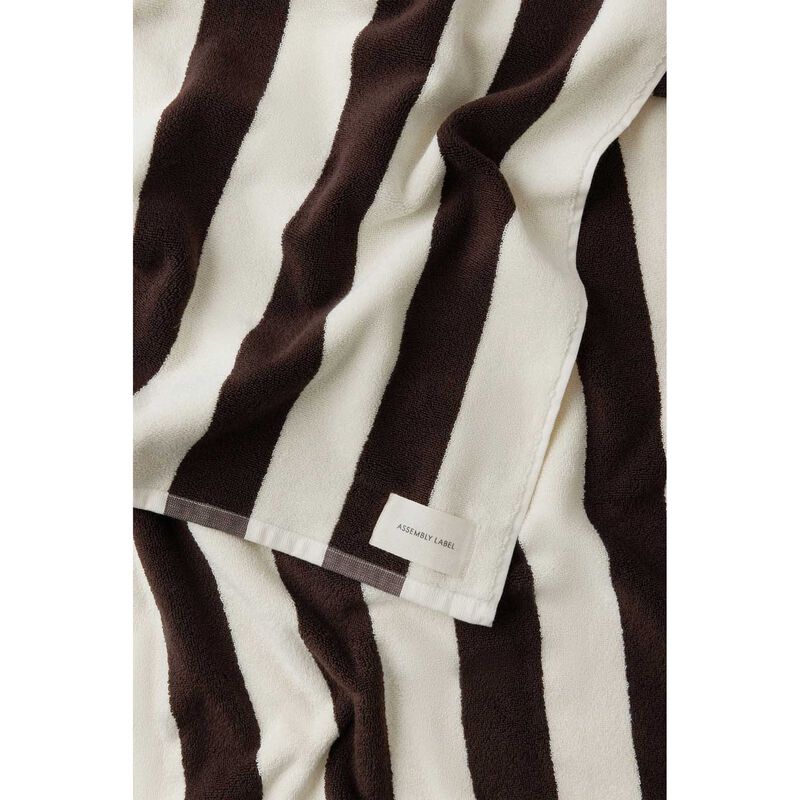 Assembly Label Signature Stripe Beach Towel Ganache image number 1