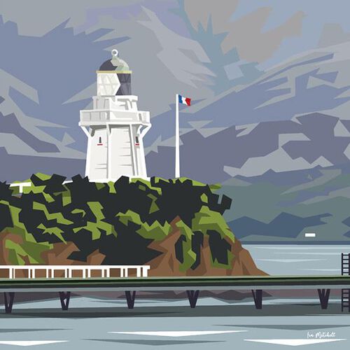 Ira Mitchell Akaroa Lighthouse Matted Print