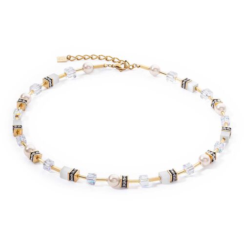 Coeur de Lion GeoCUBE® Iconic Pearl Mix Gold-White Necklace