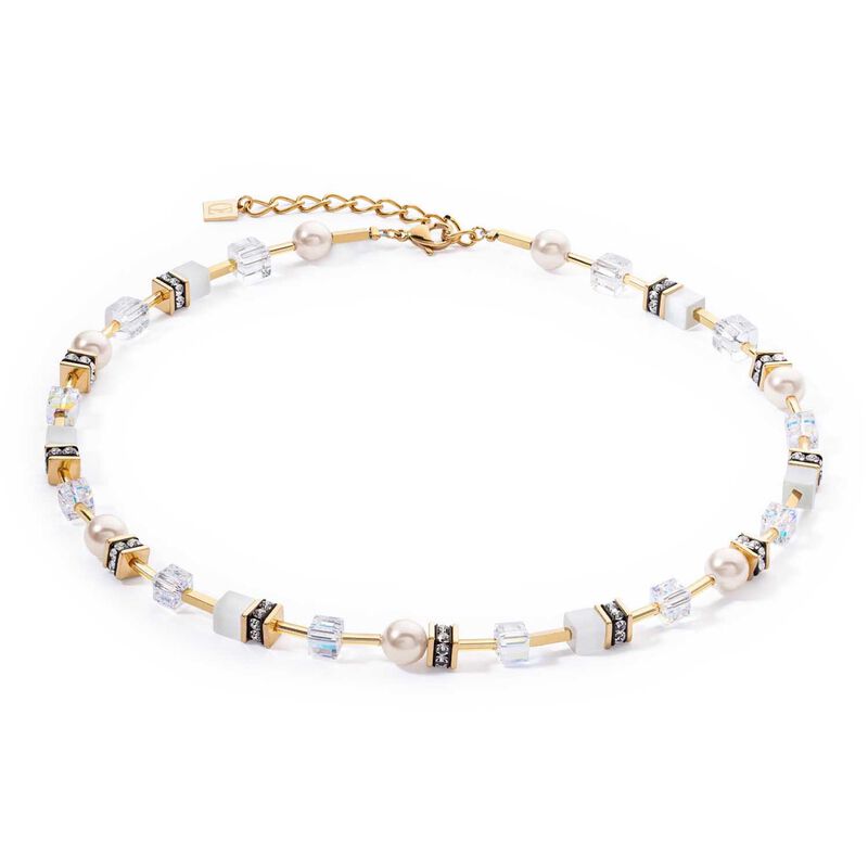 Coeur de Lion GeoCUBE® Iconic Pearl Mix Gold-White Necklace image number 0