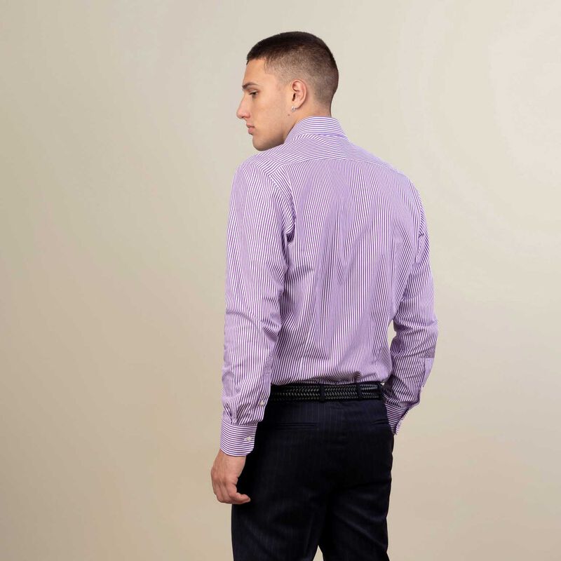 Rembrandt London Purple Bengal Stripe Shirt image number 1