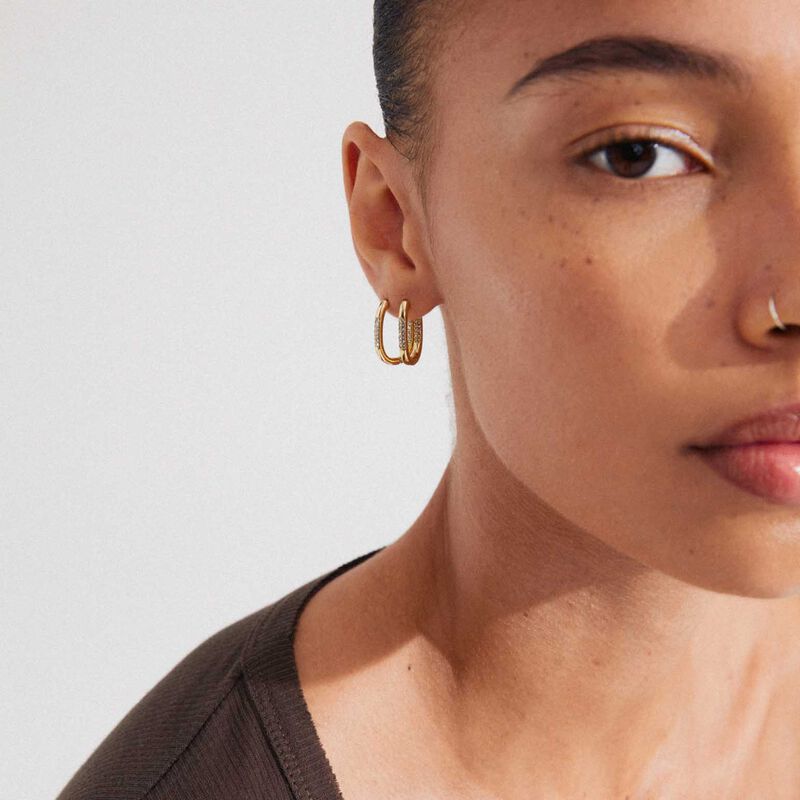 Pilgrim STAR Hoop Earrings - Gold Plated image number 1