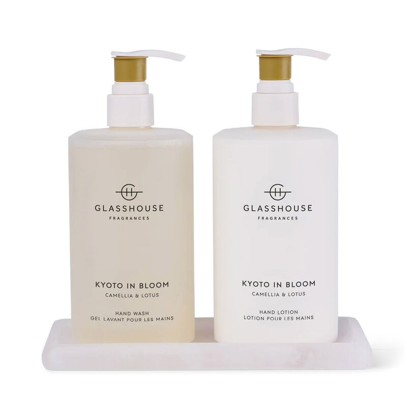 Glasshouse Fragrances 450ml Hand Wash, Hand Lotion & Tray - Kyoto In Bloom image number 1