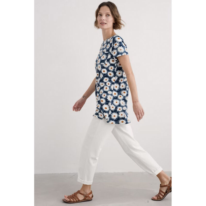 Seasalt Cornwall Bowithick Tunic Arty Daisy Dusky Jade image number 3