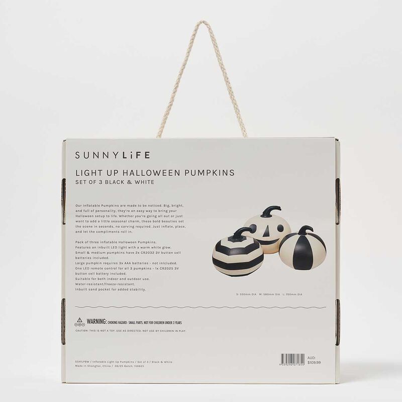 SUNNYLiFE Light Up Pumpkins Black & White Set of 3 image number 2
