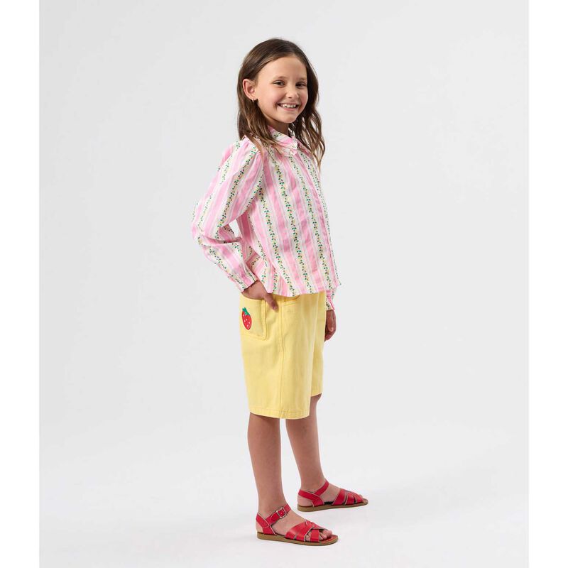 Goldie + Ace Wide Leg Strawberry Denim Shorts 1-2Y image number 1
