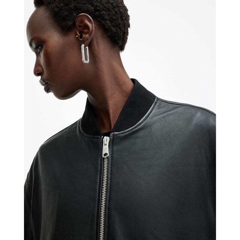 AllSaints Yara Relaxed Fit Leather Bomber Jacket image number 2