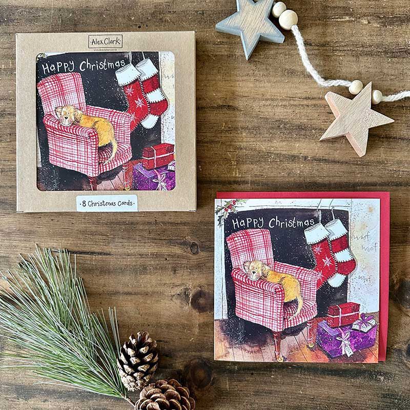 Alex Clark Dog And Armchair Box Of 8 Christmas Cards image number 1