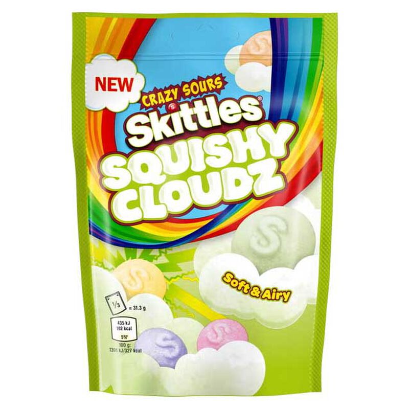 Skittles Squishy Cloudz Sour Sweets Fruit Flavoured Sweets Bag 94g image number 0