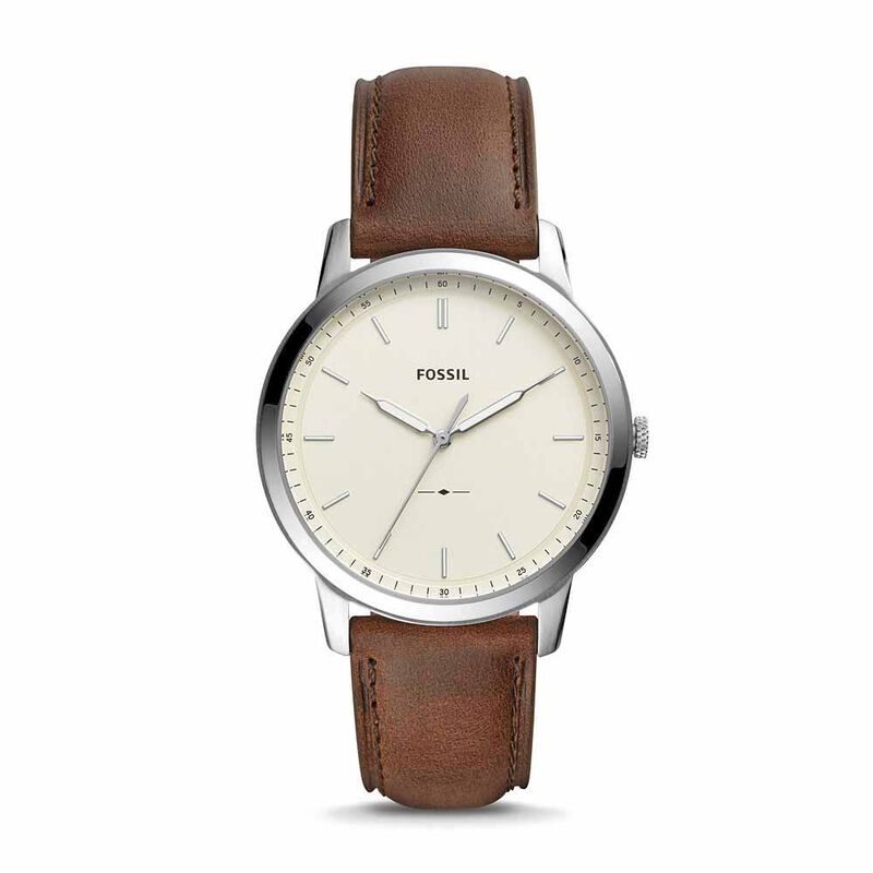 Fossil The Minimalist Three-Hand Brown Leather Watch FS5439 image number 0
