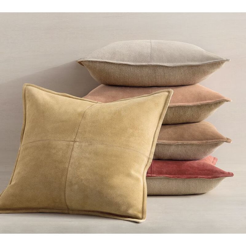 Pottery Barn Pieced Suede Cushion Cover 51cm Clay image number 1