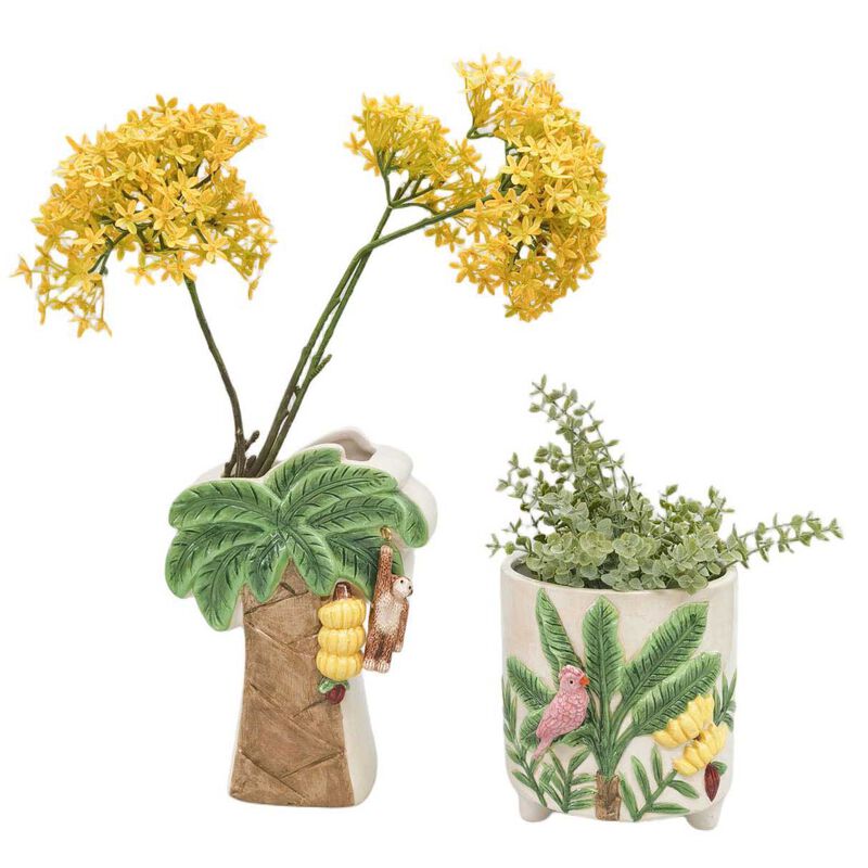 Urban Products Jungle Tree Vase Beige & Green 22cm image number 1