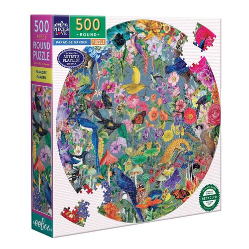 eeboo Paradise Garden 500 Piece Round Puzzle
