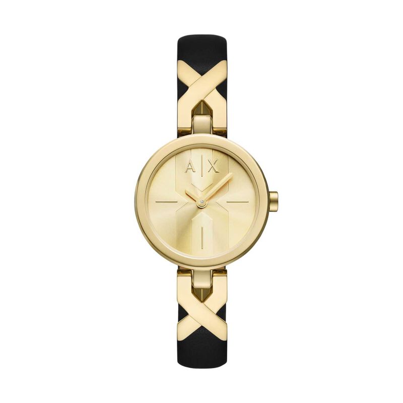 Armani Exchange Two-Hand Black Leather Watch AX5833 image number 0