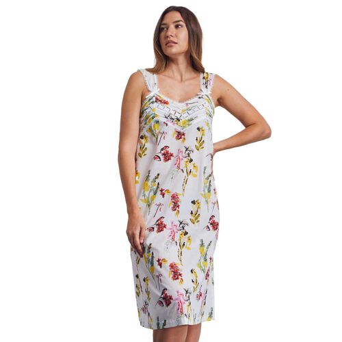 Cottonreal Long Stem Flora Shoulder Bld Nightdress