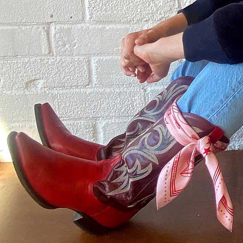 Dark Hampton x Kaylee Bell Cowboy Up Pink Silk Petite Scarf image number 3